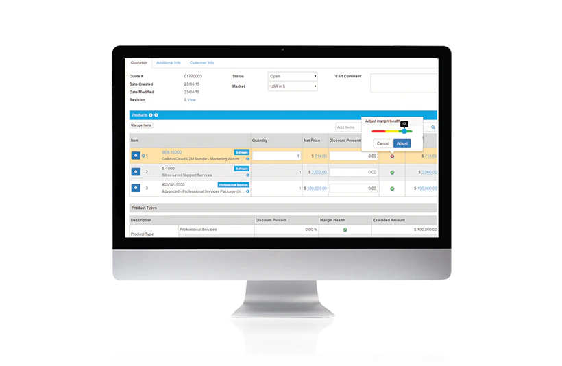 screenshot of SAP CPQ
